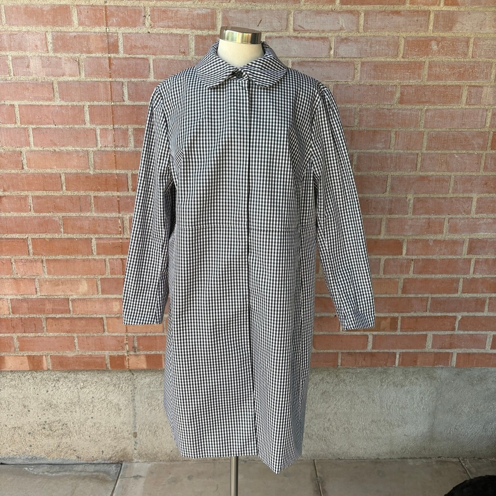 Anne Klein Gingham Trench Coat Women's 18W black White Checkered‎ Raincoat NWT